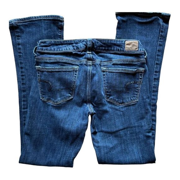 American Eagle Outfitters Skinny Kick Low Rise Denim Jeans Sequin Pockets Size 8 - Picture 2 of 7